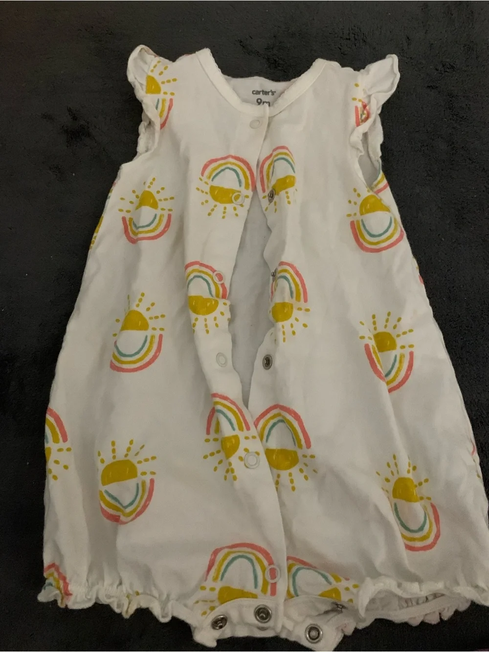 Carter's White Sleeveless Sleep Sack with Rainbow & Sun Print